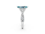 White gold Marquise Cut Blue Topaz  Halo Twist Band Solitaire Prong Setting Ring_26