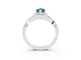 White gold Marquise Cut Blue Topaz  Halo Twist Band Solitaire Prong Setting Ring_27