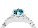 White gold Marquise Cut Blue Topaz  Halo Twist Band Solitaire Prong Setting Ring_28