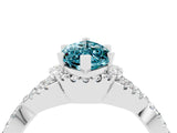 White gold Marquise Cut Blue Topaz Halo Twist Band Solitaire Prong Setting Ring_4