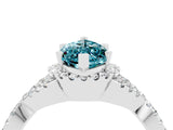 White gold Marquise Cut Blue Topaz  Halo Twist Band Solitaire Prong Setting Ring_58