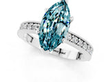 White gold Marquise Cut Blue Topaz Milgrain Pavé Engagement Ring with Four-Prong Setting_1