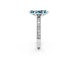 White gold Marquise Cut Blue Topaz Milgrain Pavé Engagement Ring with Four-Prong Setting_2
