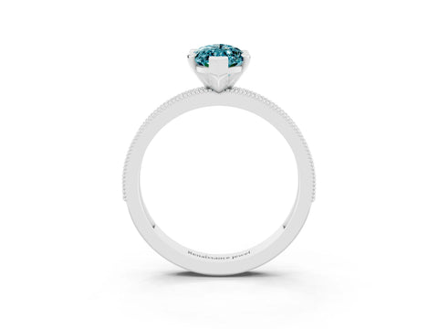 White gold Marquise Cut Blue Topaz Milgrain Pavé Engagement Ring with Four-Prong Setting_3