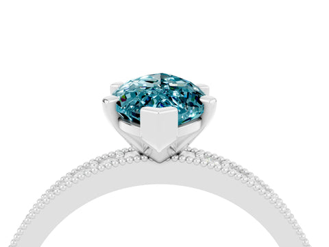White gold Marquise Cut Blue Topaz Milgrain Pavé Engagement Ring with Four-Prong Setting_4