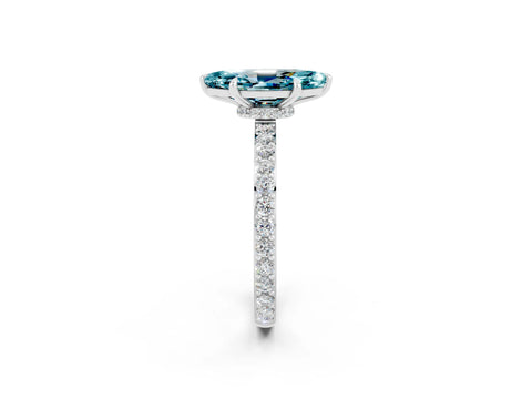 White gold Marquise Cut Blue Topaz Pavé Engagement Ring with Round  Accents and Prong Setting_26