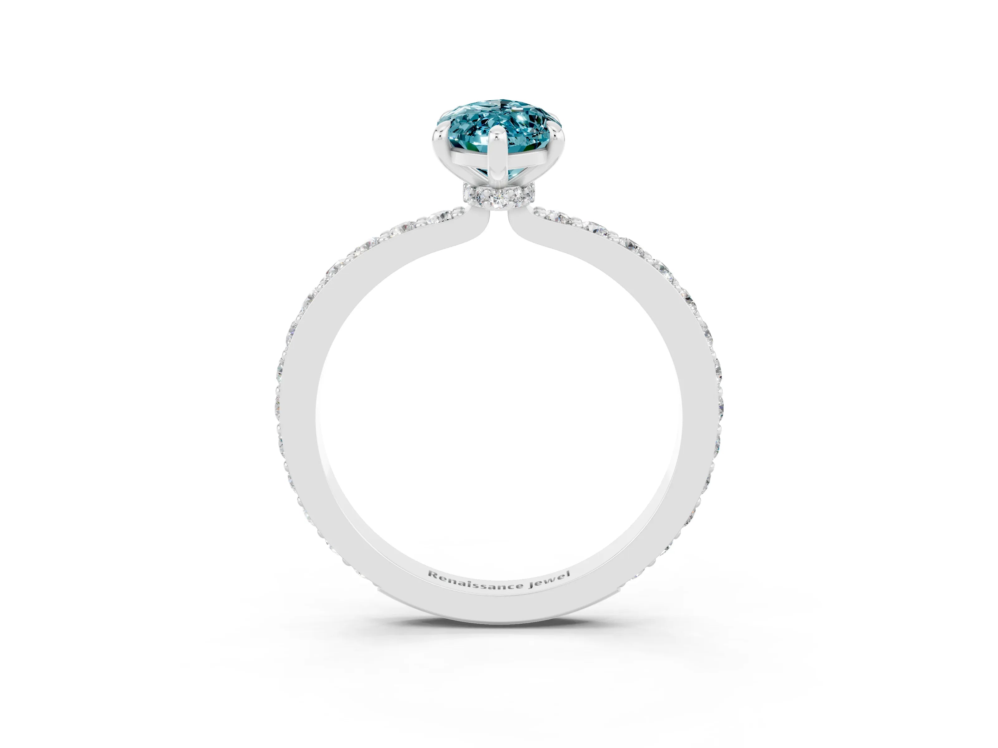 White gold Marquise Cut Blue Topaz Pavé Engagement Ring with Round  Accents and Prong Setting_27