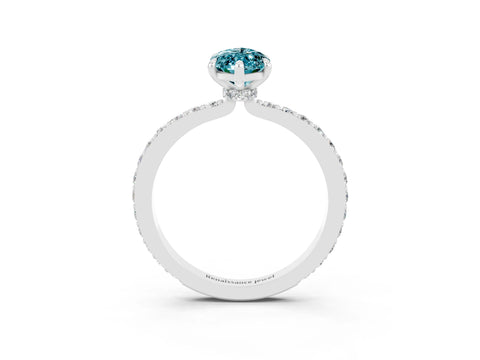 White gold Marquise Cut Blue Topaz Pavé Engagement Ring with Round  Accents and Prong Setting_27