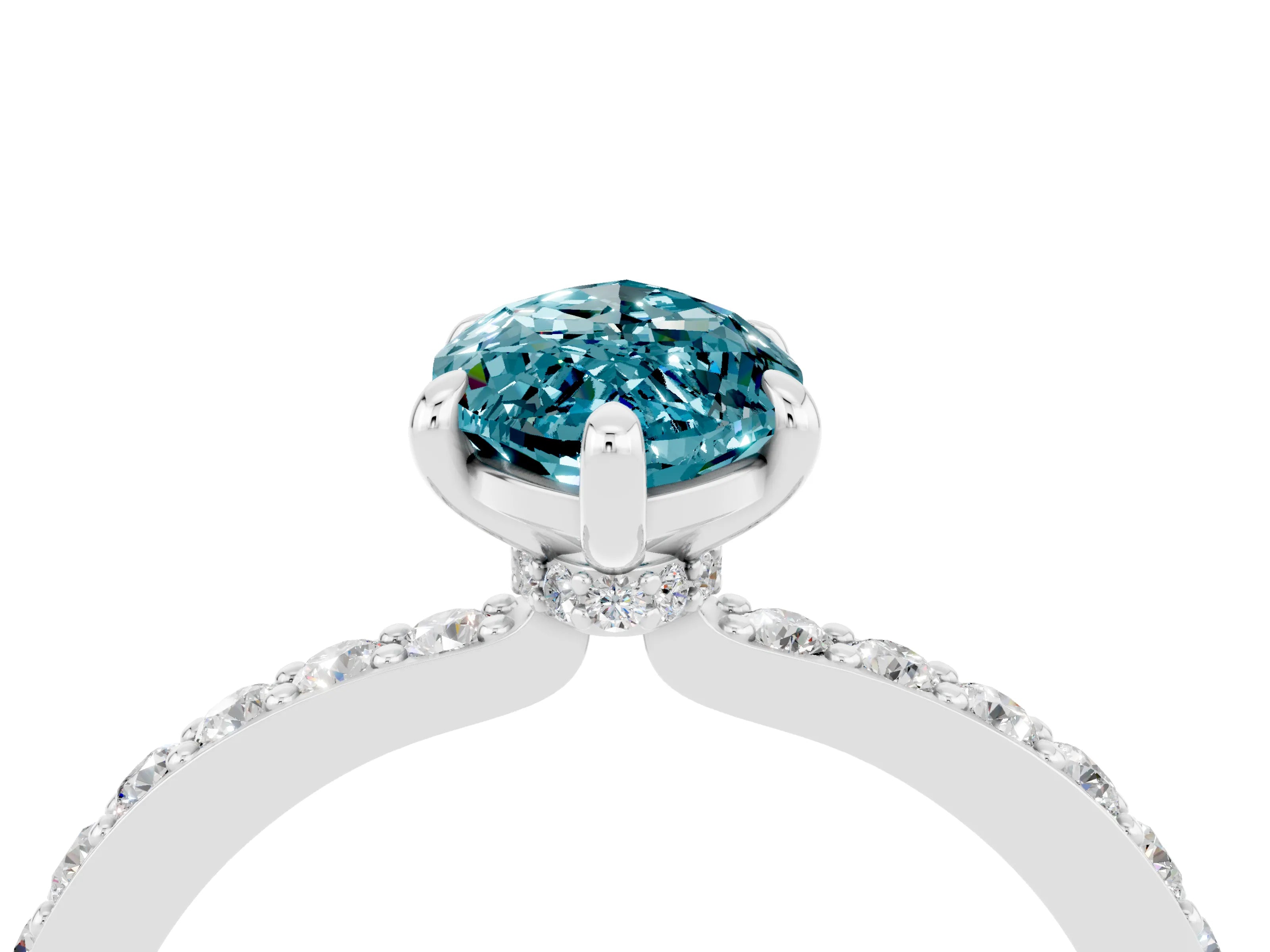 White gold Marquise Cut Blue Topaz Pavé Engagement Ring with Round  Accents and Prong Setting_28
