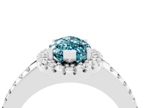 White gold Marquise Cut Blue Topaz Pavé Halo Ring with Four-Prong Setting_16