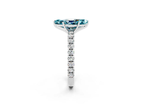 White gold Marquise Cut Blue Topaz Pavé Solitaire Engagement Ring with Four-Prong Setting_14