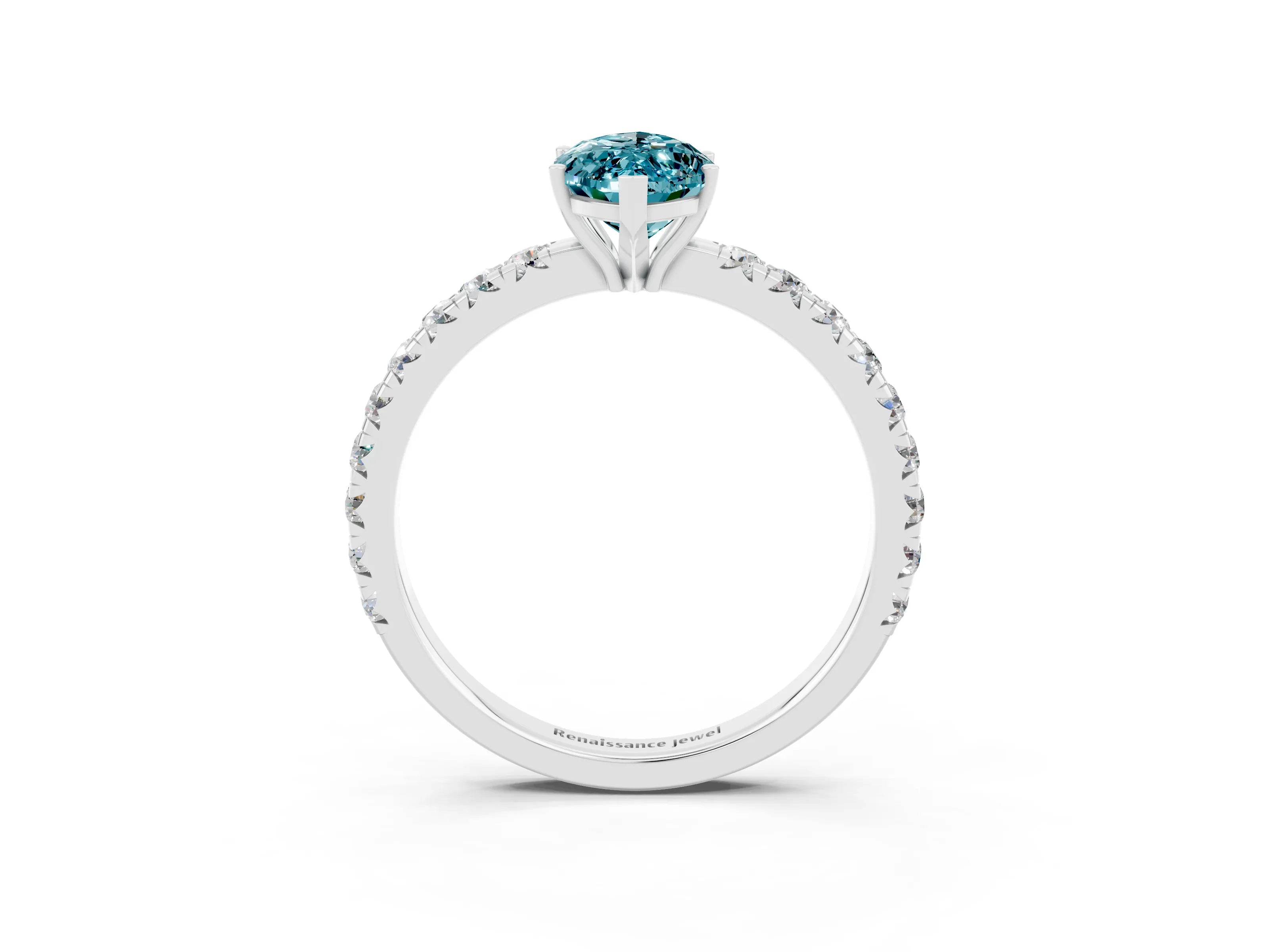 White gold Marquise Cut Blue Topaz Pavé Solitaire Engagement Ring with Four-Prong Setting_15