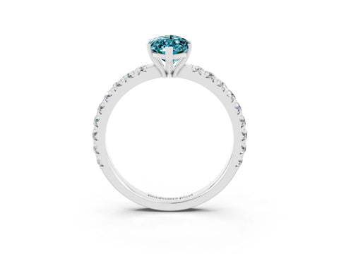 White gold Marquise Cut Blue Topaz Pavé Solitaire Engagement Ring with Four-Prong Setting_15