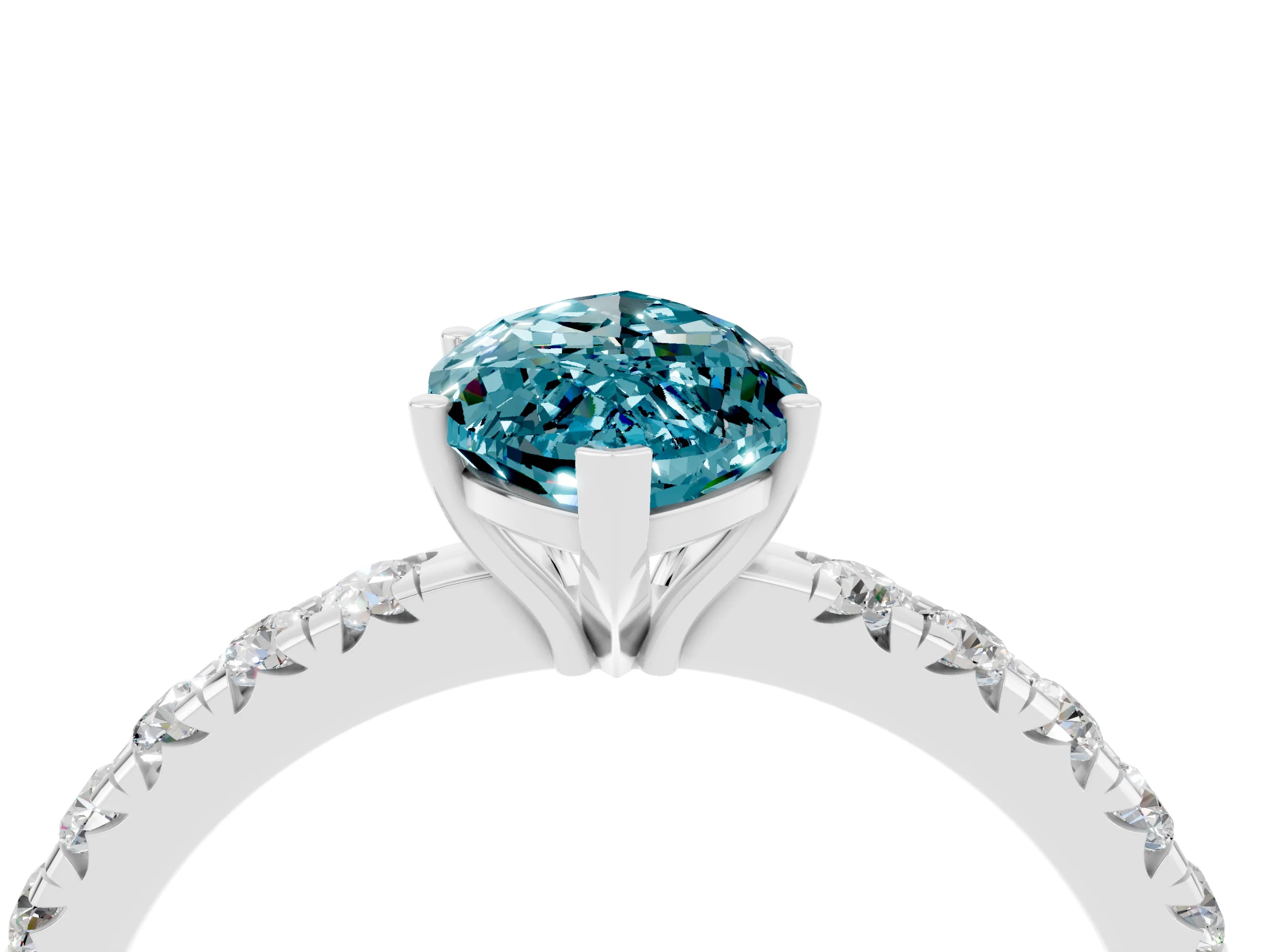 White gold Marquise Cut Blue Topaz Pavé Solitaire Engagement Ring with Four-Prong Setting_16