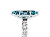 White gold Marquise Cut Blue Topaz Pavé Solitaire Ring with Round Band and Prong Setting_41