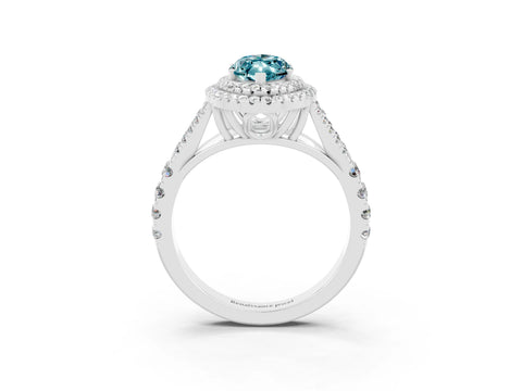 White gold Marquise Cut Blue Topaz Pavé Split Shank Double Halo Engagement Ring_3