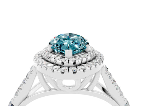 White gold Marquise Cut Blue Topaz Pavé Split Shank Double Halo Engagement Ring_4