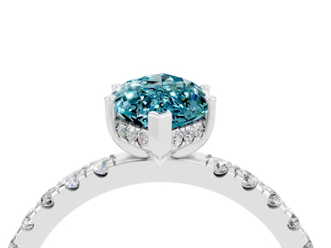 White gold Marquise Cut Blue Topaz Pave Band Solitaire Ring with Four-Prong Setting_40
