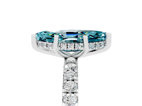 White gold Marquise Cut Blue Topaz Pave Band Solitaire Ring with Four-Prong Setting_41