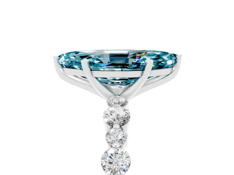 White gold Marquise Cut Blue Topaz Prong Set Engagement Ring with Pavé Band_5