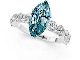 White gold Marquise Cut Blue Topaz Prong Setting with Side Stones on a Pave Band_1