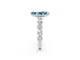 White gold Marquise Cut Blue Topaz Prong Setting with Side Stones on a Pave Band_2