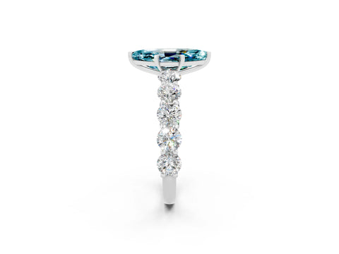 White gold Marquise Cut Blue Topaz Prong Setting with Side Stones on a Pave Band_2