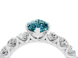 White gold Marquise Cut Blue Topaz Prong Setting with Side Stones on a Pave Band_4