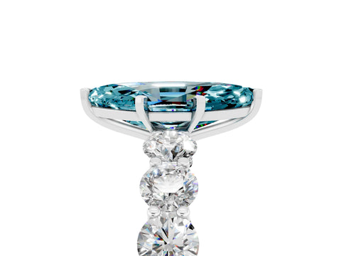 White gold Marquise Cut Blue Topaz Prong Setting with Side Stones on a Pave Band_5