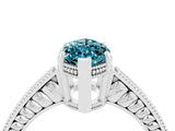 White gold Marquise Cut Blue Topaz Ring with Milgrain Pavé Band and Four-Prong Setting_16