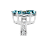 White gold Marquise Cut Blue Topaz Ring with Milgrain Pavé Band and Four-Prong Setting_17