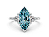 White gold Marquise Cut Blue Topaz Ring with Side Stones and Four-Prong Setting_54