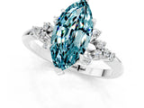 White gold Marquise Cut Blue Topaz Ring with Side Stones and Four-Prong Setting_55
