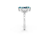 White gold Marquise Cut Blue Topaz Ring with Side Stones and Four-Prong Setting_56