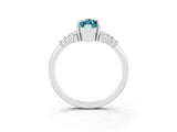 White gold Marquise Cut Blue Topaz Ring with Side Stones and Four-Prong Setting_57