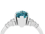 White gold Marquise Cut Blue Topaz Ring with Side Stones and Four-Prong Setting_58