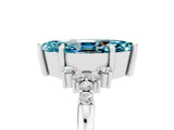 White gold Marquise Cut Blue Topaz Ring with Side Stones and Four-Prong Setting_59