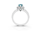White gold Marquise Cut Blue Topaz Scalloped Halo Engagement Ring with Round Shared Prong Band_27