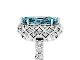 White gold Marquise Cut Blue Topaz Scalloped Halo Engagement Ring with Round Shared Prong Band_29