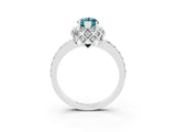 White gold Marquise Cut Blue Topaz Scalloped Halo Engagement Ring with Round Shared Prong Band_33