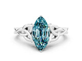 White gold Marquise Cut Blue Topaz Solitaire Celtic Knot Ring with Four-Prong Setting_12