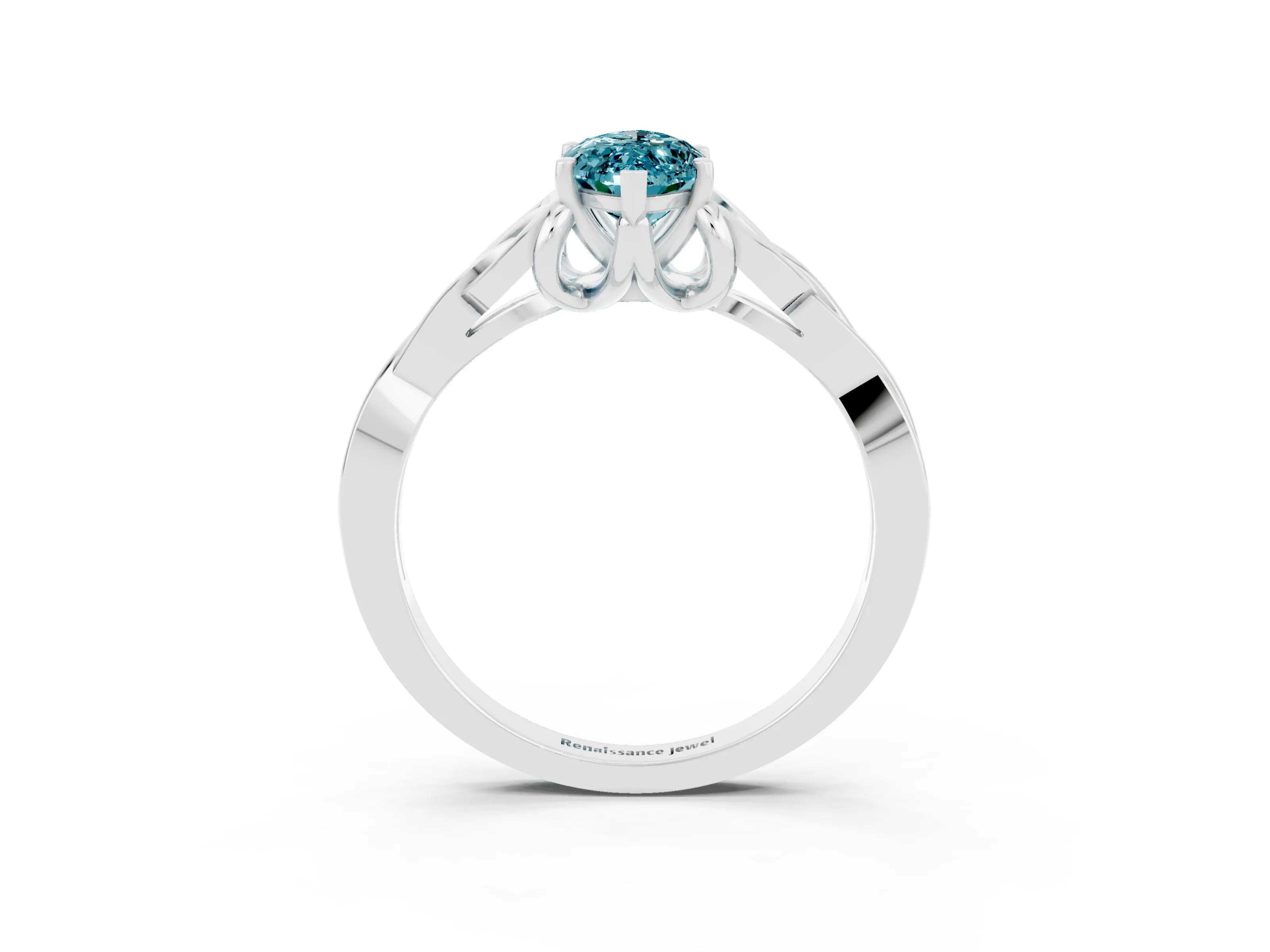 White gold Marquise Cut Blue Topaz Solitaire Celtic Knot Ring with Four-Prong Setting_15