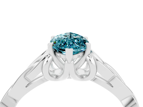 White gold Marquise Cut Blue Topaz Solitaire Celtic Knot Ring with Four-Prong Setting_16