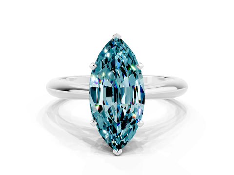 White gold Marquise Cut Blue Topaz Solitaire Engagement Ring with Cathedral Setting and Four-Prong Mount_12