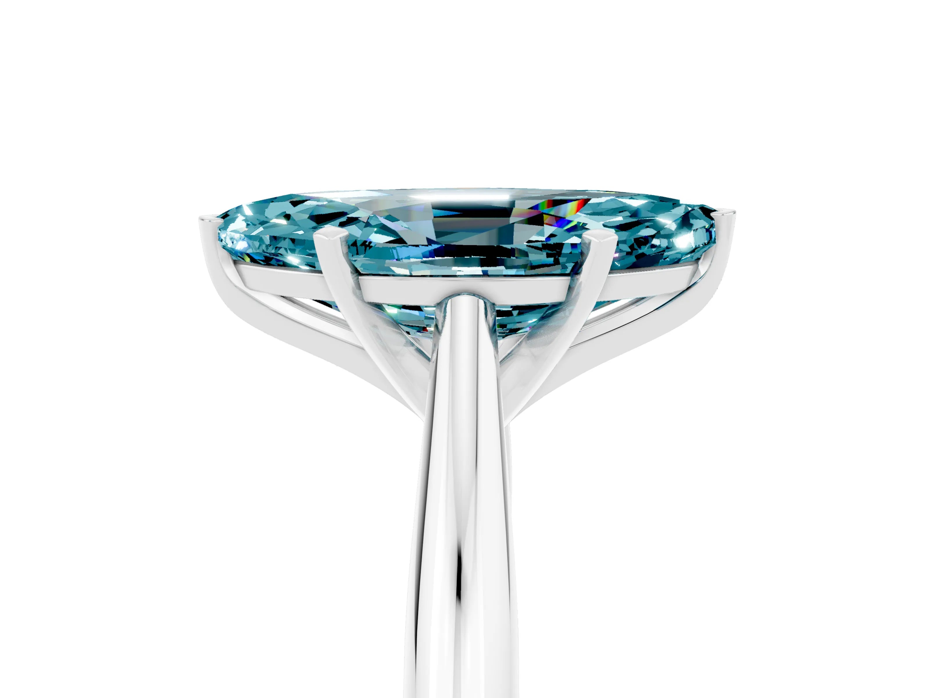 White gold Marquise Cut Blue Topaz Solitaire Engagement Ring with Cathedral Setting and Four-Prong Mount_17