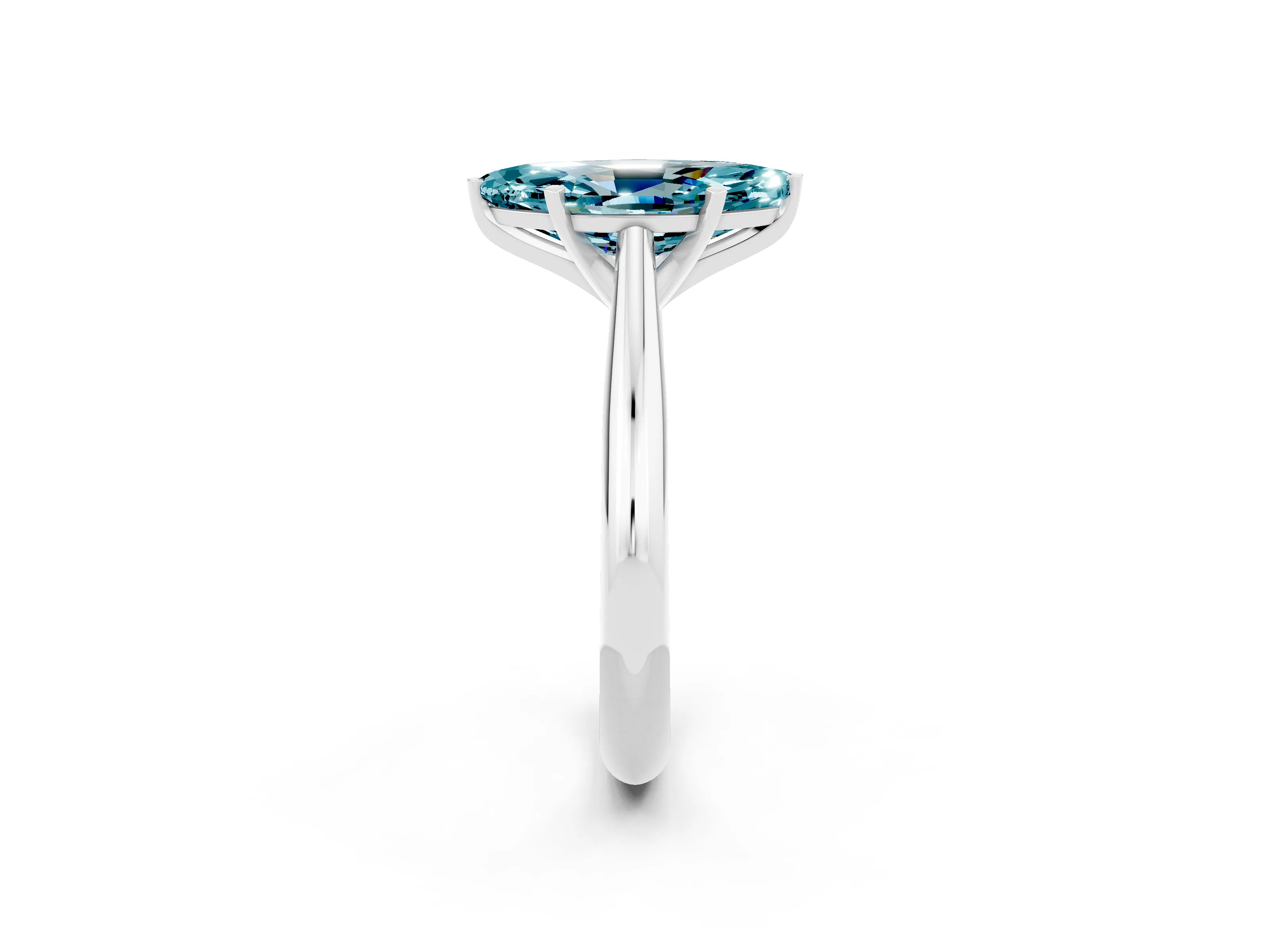 White gold Marquise Cut Blue Topaz Solitaire Engagement Ring with Cathedral Setting and Four-Prong Mount_26
