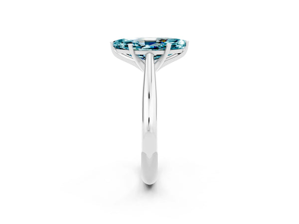 White gold Marquise Cut Blue Topaz Solitaire Engagement Ring with Cathedral Setting and Four-Prong Mount