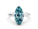 White gold Marquise Cut Blue Topaz Solitaire Engagement Ring with Cathedral Setting and Four-Prong Mount_30