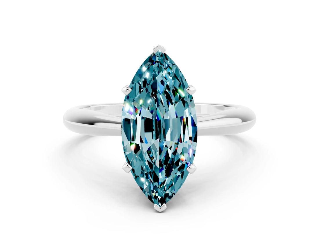 White gold Marquise Cut Blue Topaz Solitaire Engagement Ring with Cathedral Setting and Four-Prong Mount_36