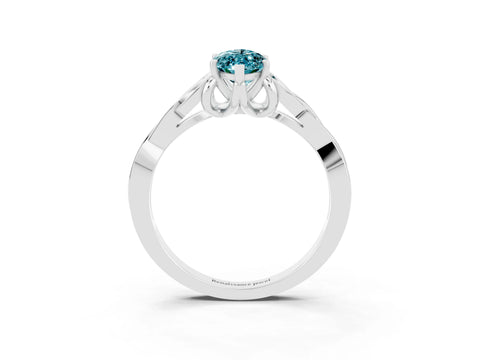 White gold Marquise Cut Blue Topaz Solitaire Engagement Ring with Celtic Knot Band and Four-Prong Setting_3